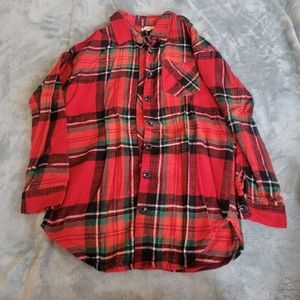 Red and green plaid button down